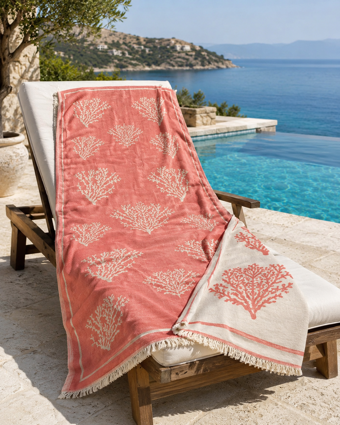 ZELISH Reversible 2-Layer Cotton Peshtemal – Soft Coral | 90×170 cm