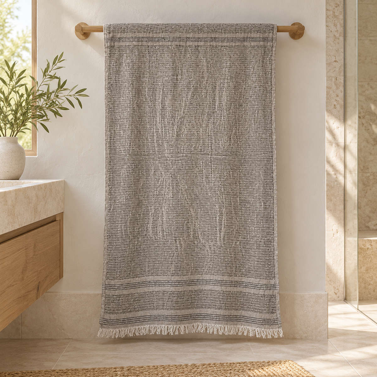 Gray Linen Turkish Peshtemal