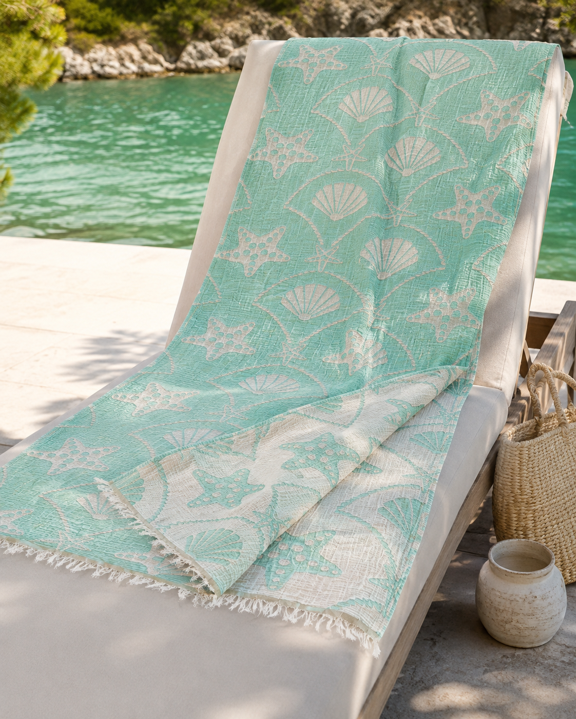 ZELISH Reversible 4-Layer Muslin Peshtemal – Soft Mint | 90×170 cm