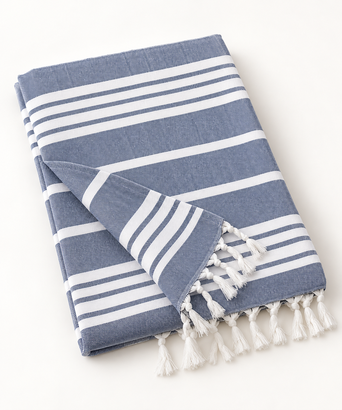 100% Cotton Striped Peshtemal – Blue-Gray & White Description