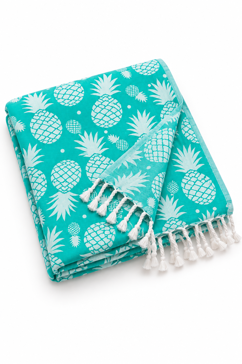 100% Cotton Pineapple Print Peshtemal – Turquoise & White