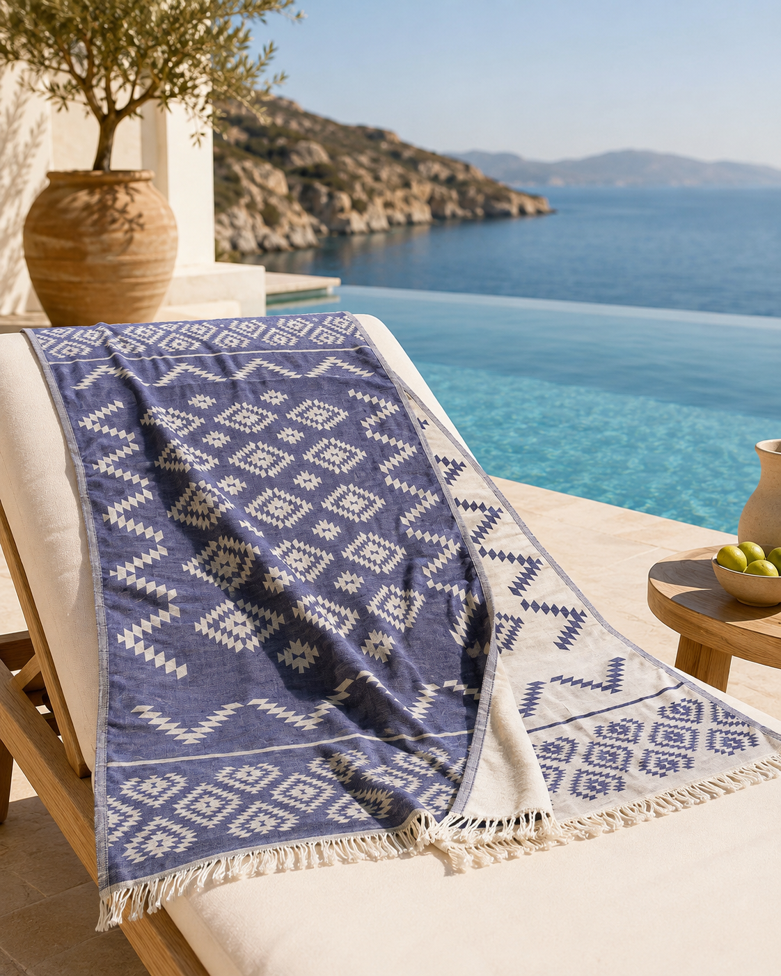 ZELISH Reversible Turkish Cotton Peshtemal Towel – Gray | 90×170 cm