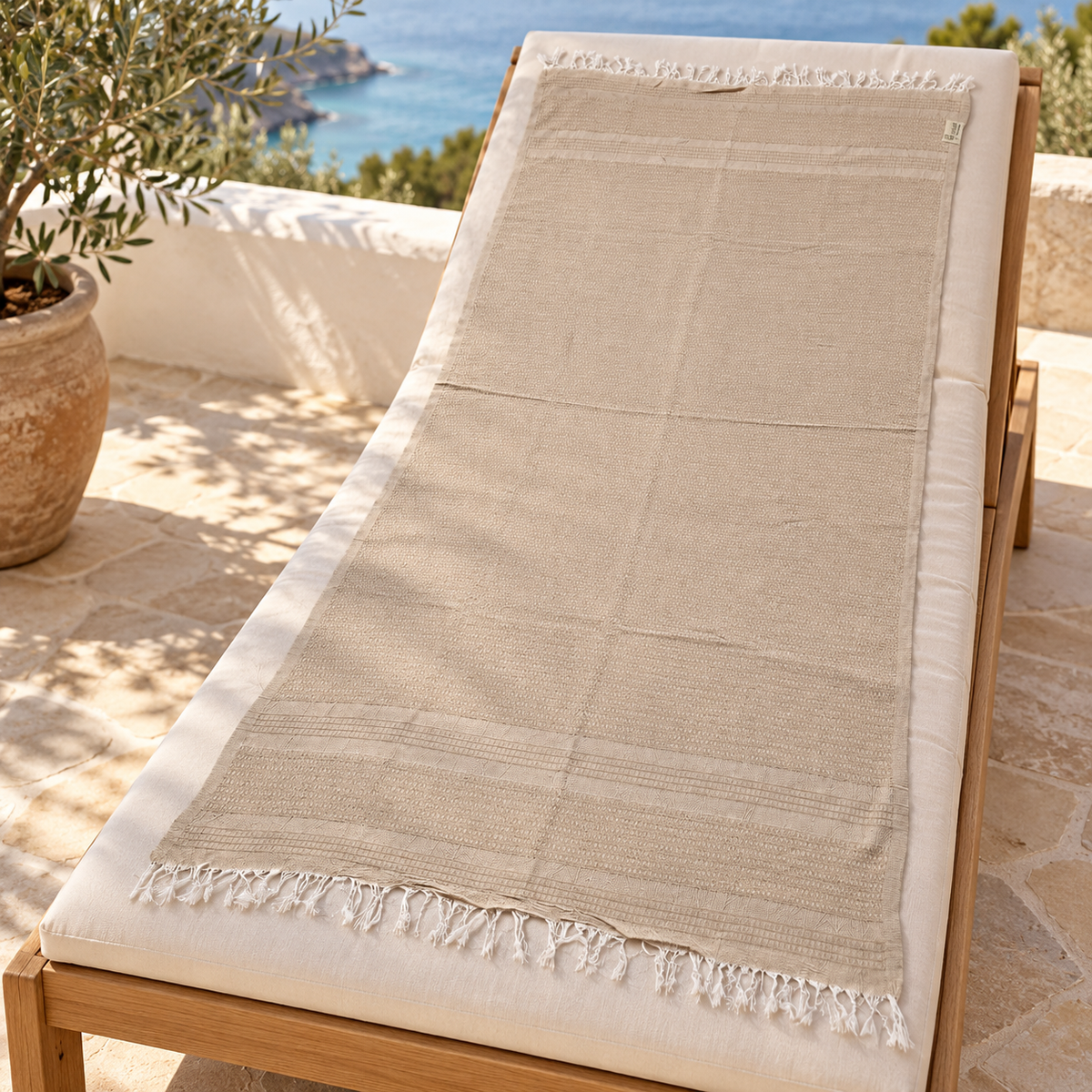 Natural Beige 100%Linen Turkısh Peshtemal