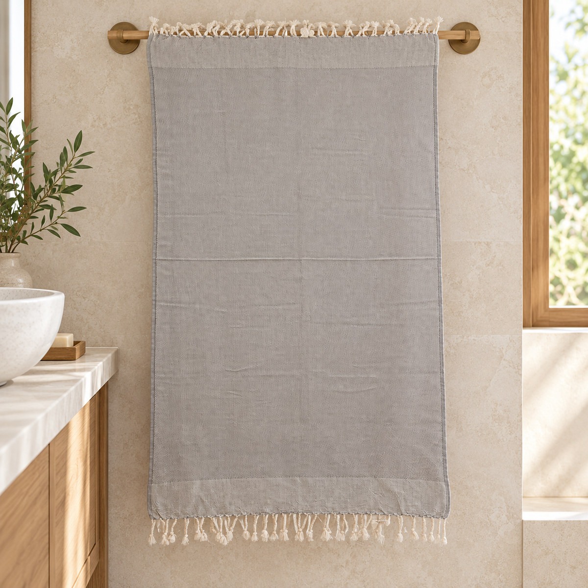 GRAY 100% COTTON TURKISH PESHTEMAL