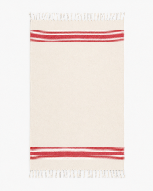 ZELISH Bamboo Cotton Peshtemal – Soft Red Stripe | 100×185 cm