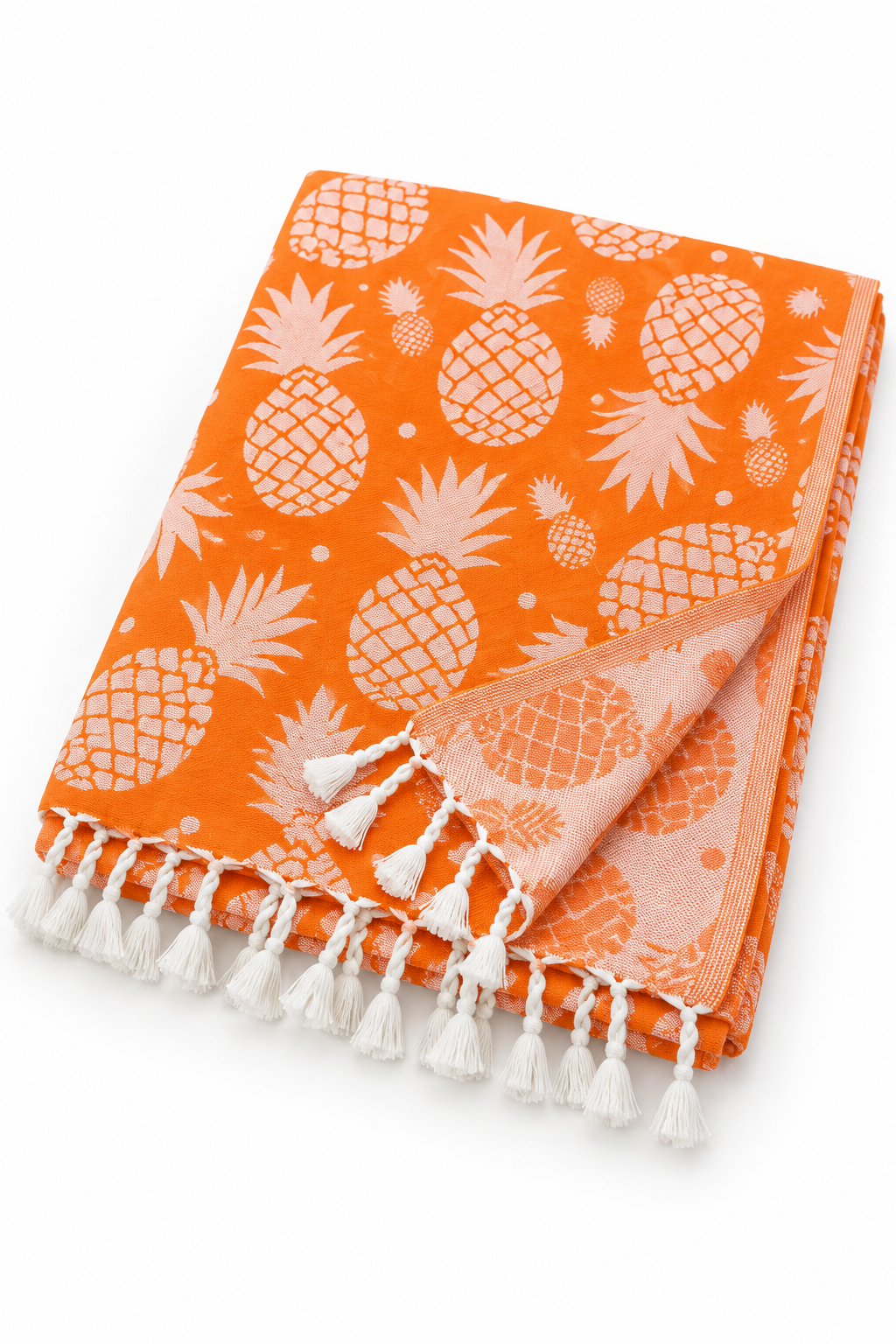 100% Cotton Pineapple Print Peshtemal – Orange & White