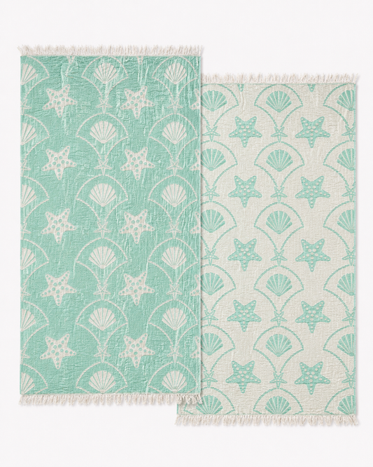 ZELISH Reversible 4-Layer Muslin Peshtemal – Soft Mint | 90×170 cm