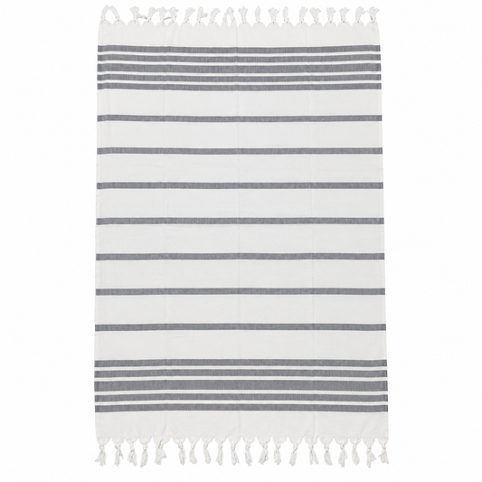 100% Cotton Striped Peshtemal – White & Gray