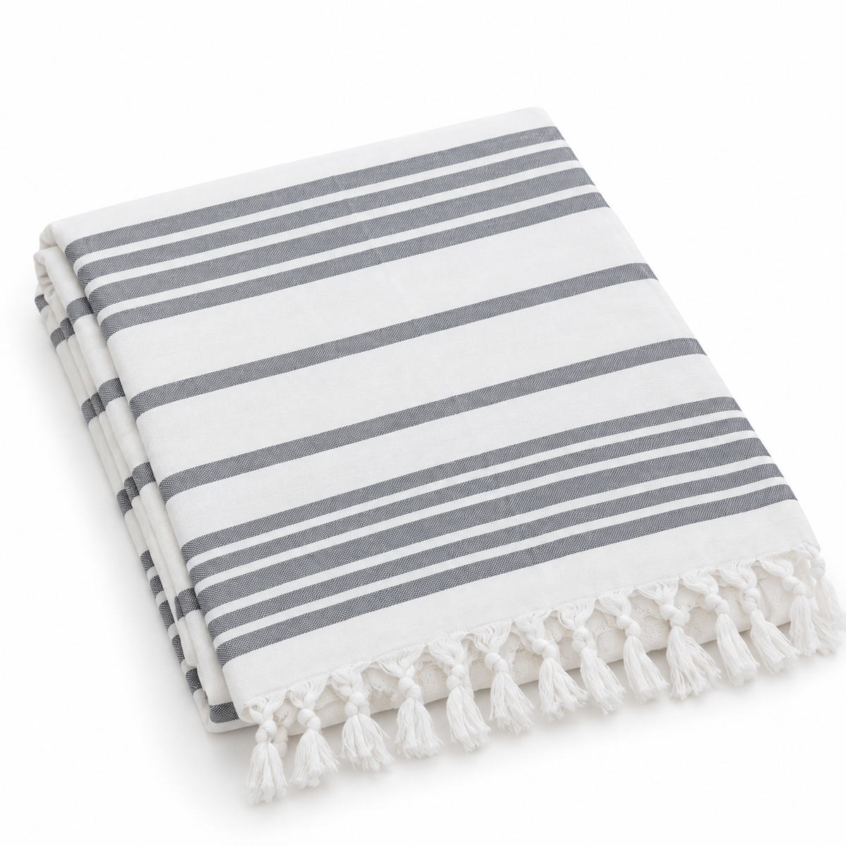 100% Cotton Striped Peshtemal – White & Gray