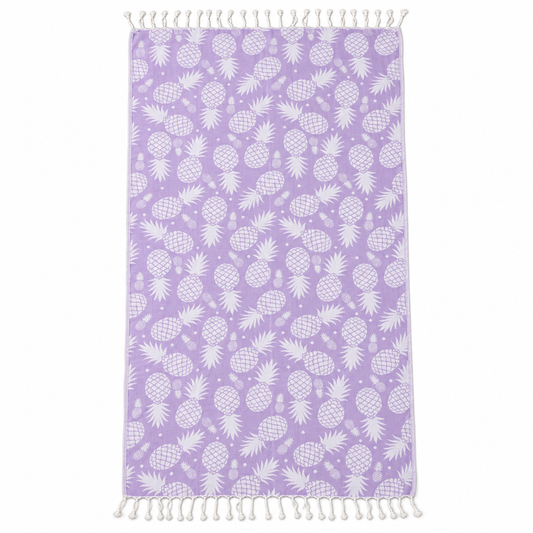 100% Cotton Pineapple Print Turkish Peshtemal – Lavender