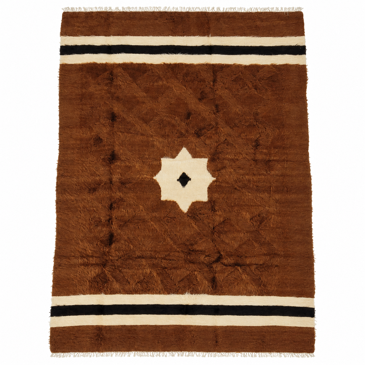 Handwoven 100% Mohair Goat Wool Blanket – Chestnut, Ivory & Black