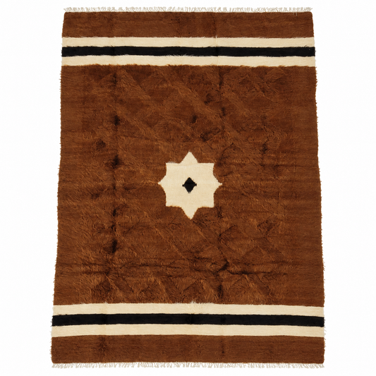 Handwoven 100% Mohair Goat Wool Blanket – Chestnut, Ivory & Black