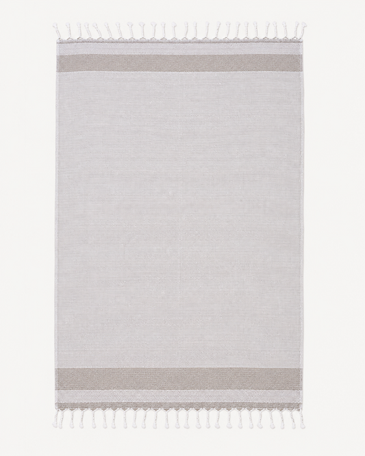 ZELISH Traditional Loom-Woven 100% Cotton Peshtemal – Soft Brown | 95×180 cm