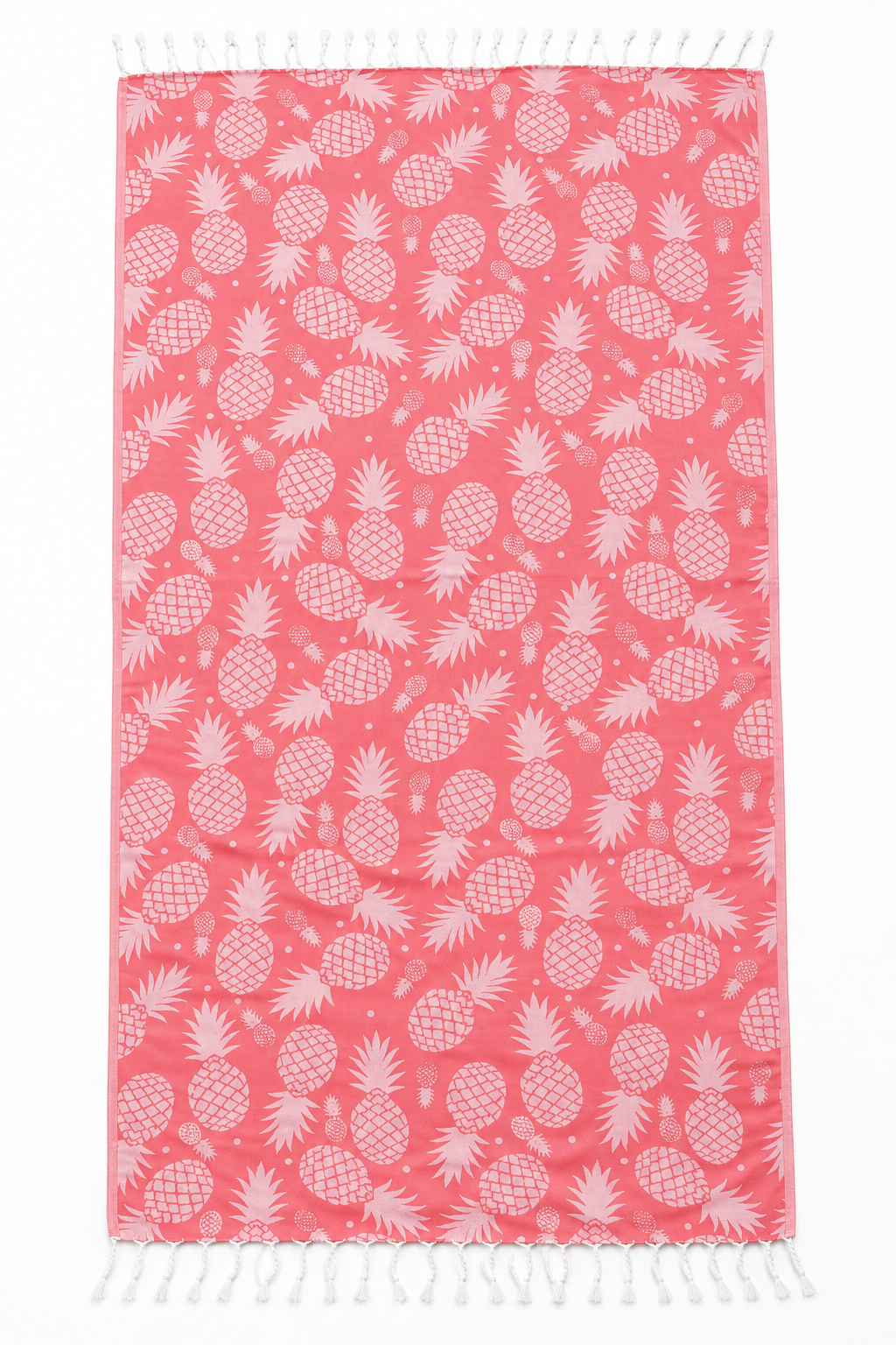 100% Cotton Pineapple Print Peshtemal – Coral Pink & White