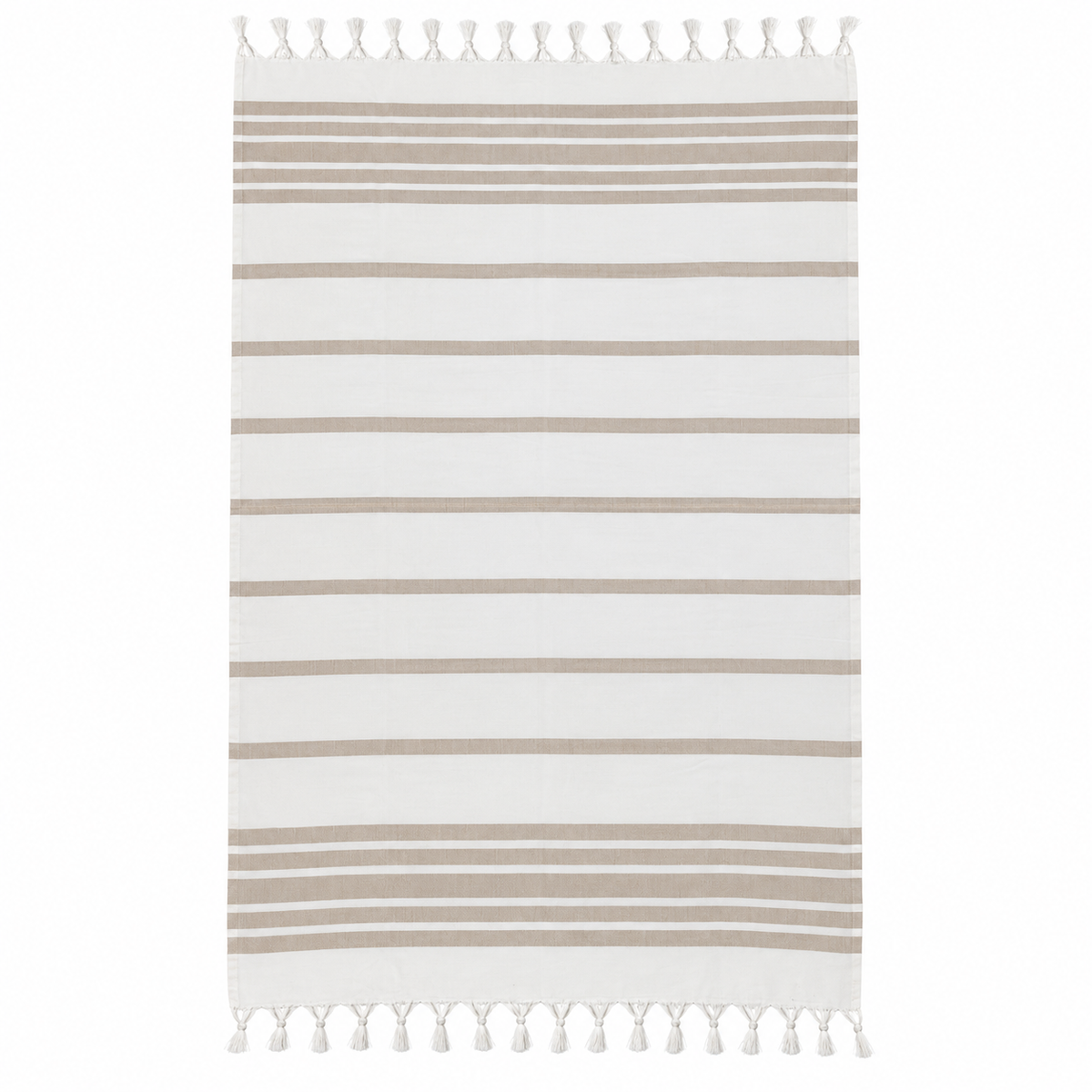100% Cotton Striped Peshtemal – Ivory & Taupe