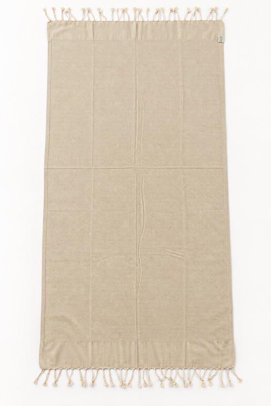 Beige 100% Cotton Turkish Peshtemal