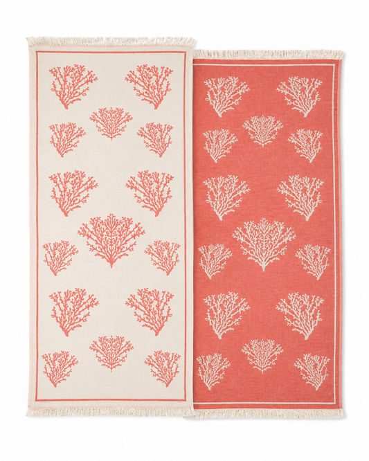 ZELISH Reversible 2-Layer Cotton Peshtemal – Soft Coral | 90×170 cm