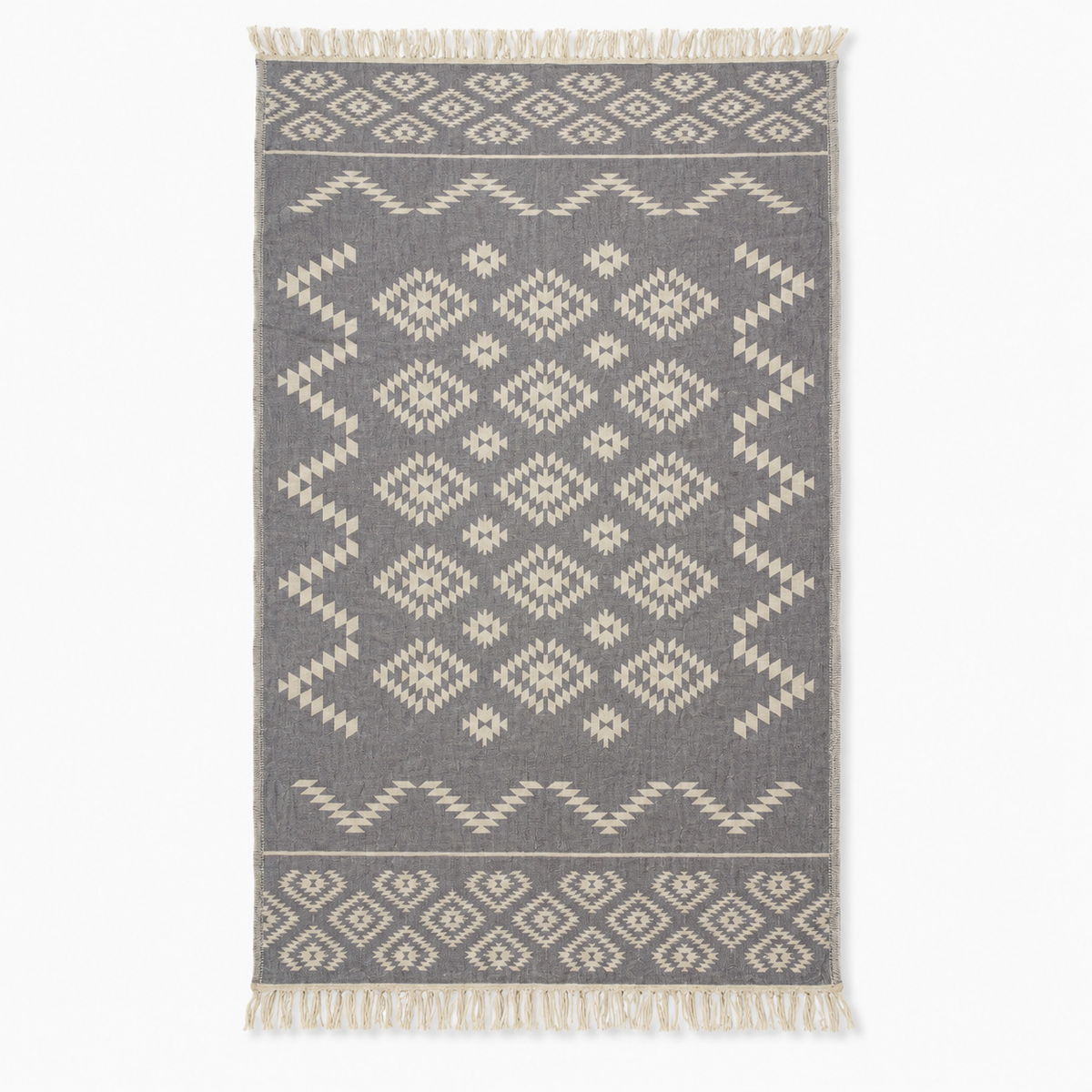 ZELISH Reversible Turkısh Cotton Peshtamal/Towel  -Gray 90x170cm