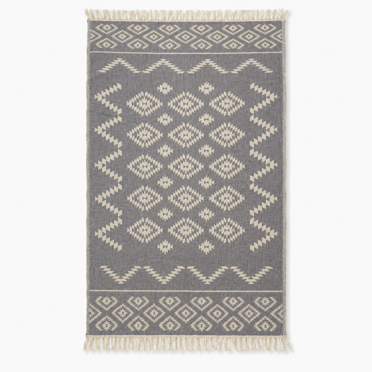 ZELISH Reversible Turkısh Cotton Peshtamal/Towel  -Gray 90x170cm