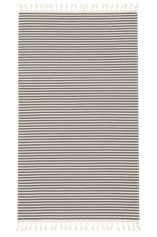 Charcoal Gray Striped 100% Cotton Turkish Peshtemal
