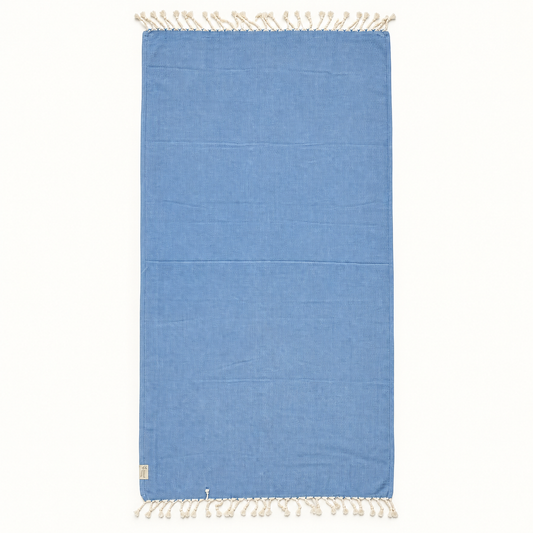 Blue 100% Cotton Turkısh peshtemal