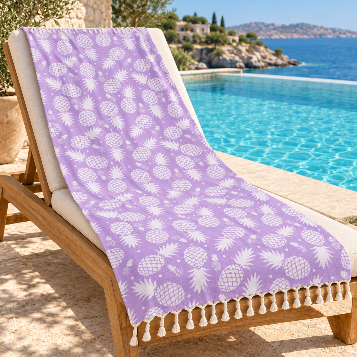 100% Cotton Pineapple Print Turkish Peshtemal – Lavender