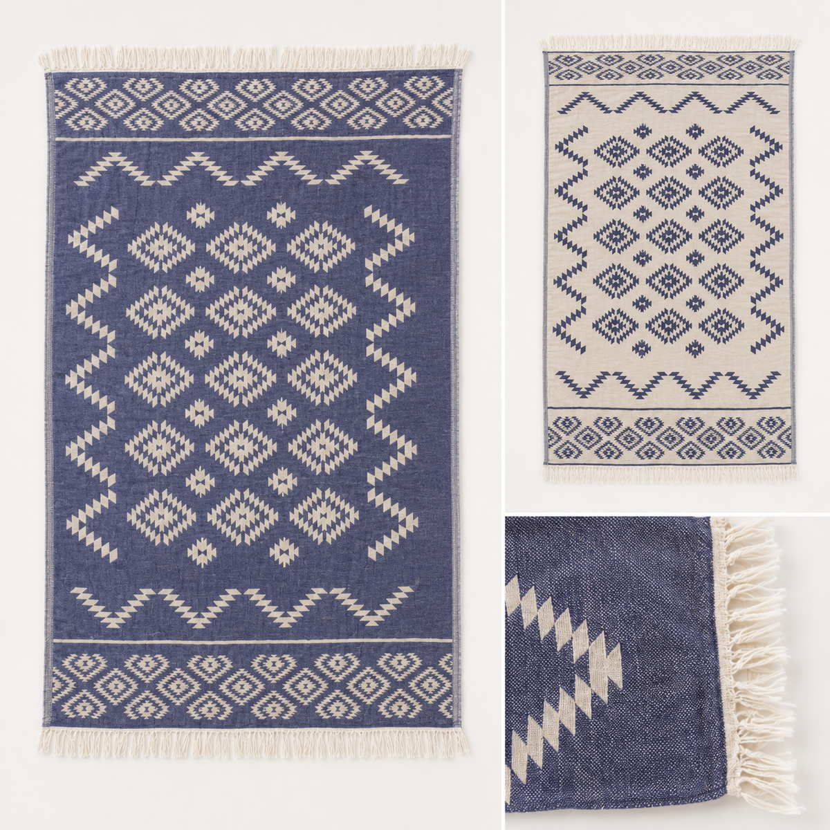 ZELISH Reversible Turkish Cotton Peshtemal Towel – Gray | 90×170 cm