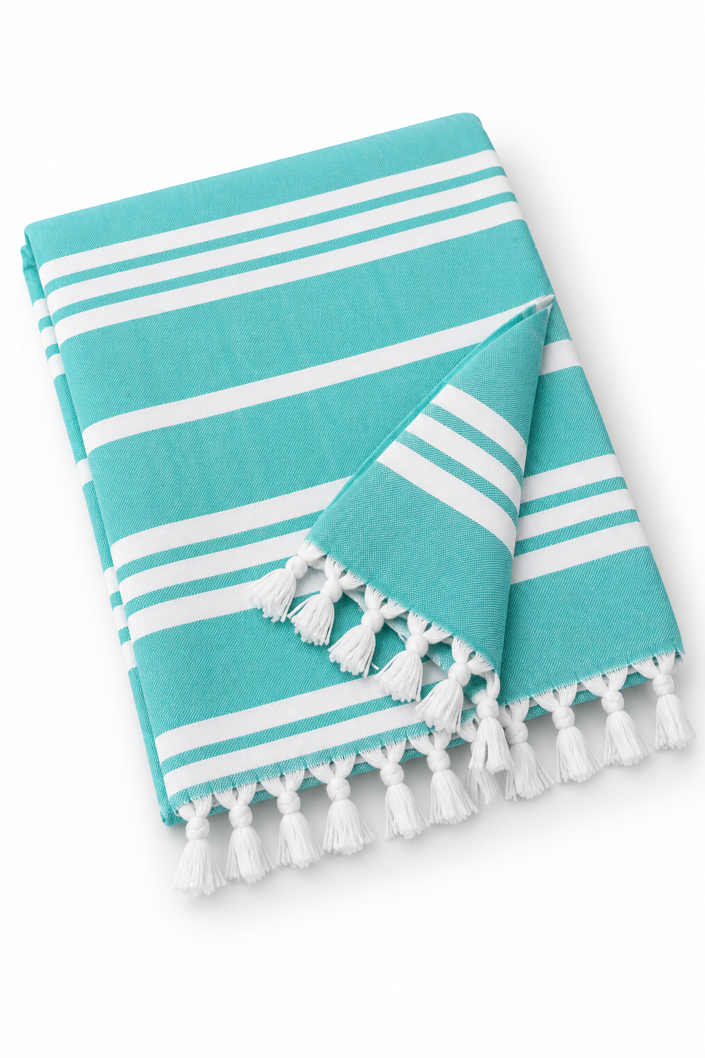 100% Cotton Striped Peshtemal – Turquoise & White